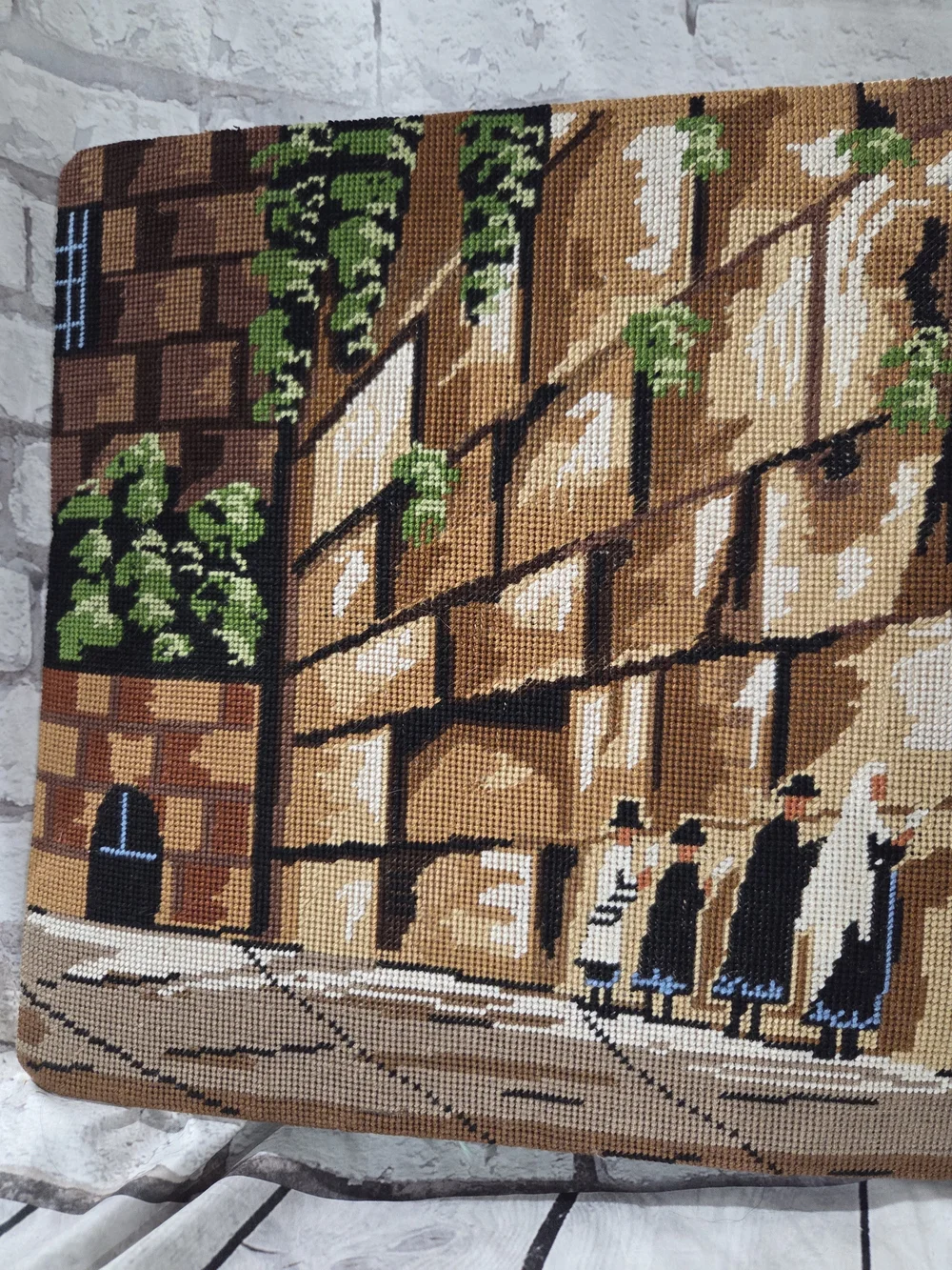 Handcrafted Wall Tapestry Panel. Vintage Needlepoint